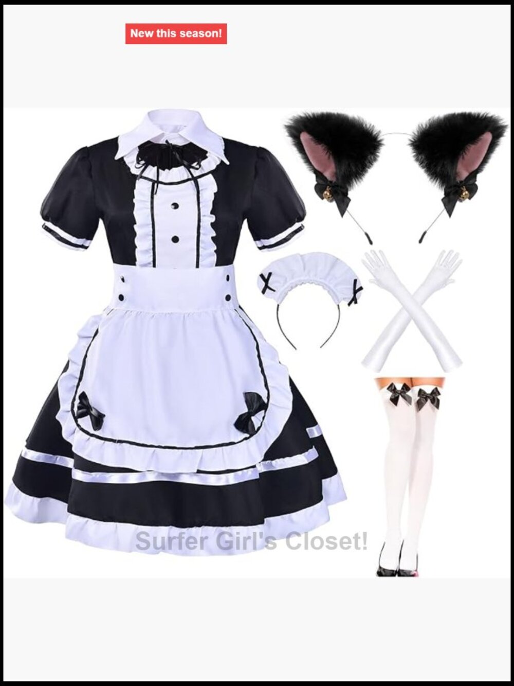 Anime Maid Cosplay Lolita Dress Apron Set Terylene Cotton